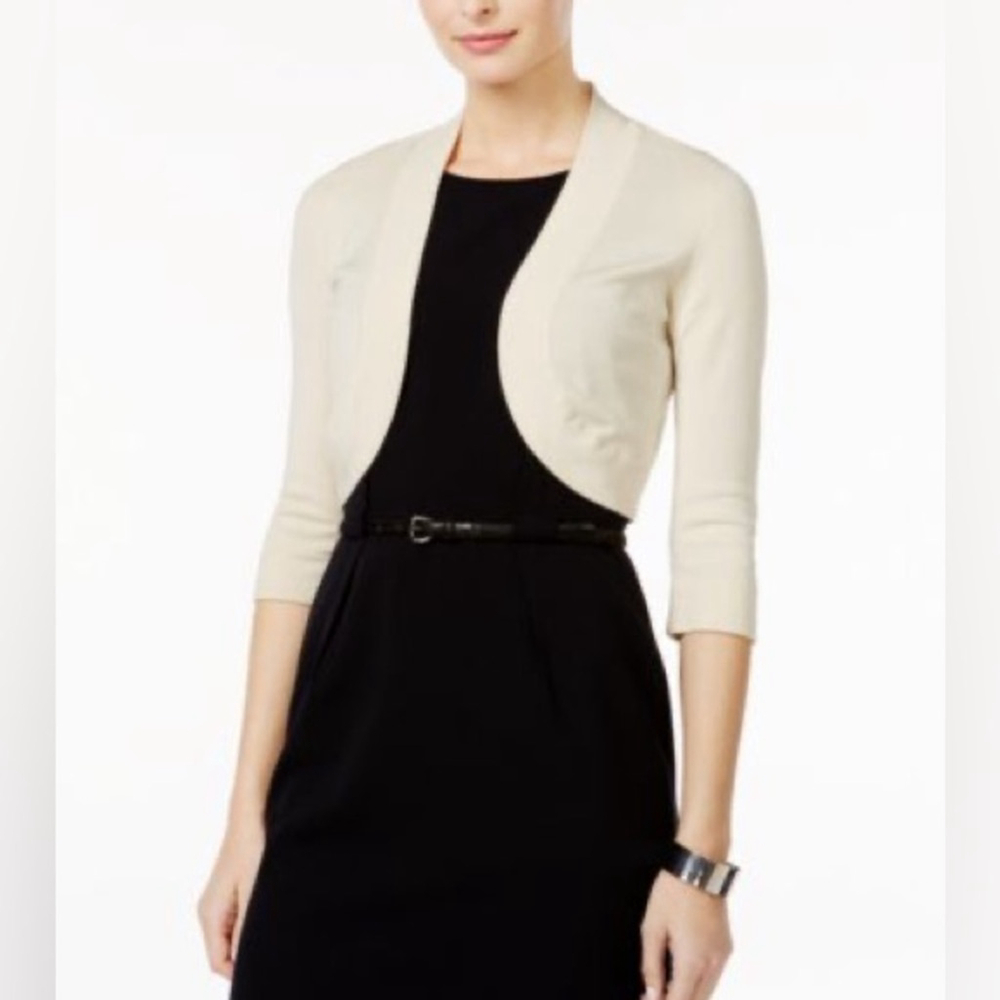 NWT Jessica Howard Evenings Lambswool Angora Cream Open Sweater X Large